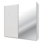 Armario puertas correderas  W26 DE 220 cm Blanco brillo cristal y puerta con espejo