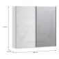 Armario puertas correderas  W26 DE 220 cm Blanco brillo cristal y puerta con espejo