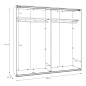 Armario puertas correderas  W26 DE 220 cm Blanco brillo cristal y puerta con espejo