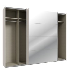 Armario puertas correderas W26 DE 270 cm en color Sand y puertas con luna de espejo