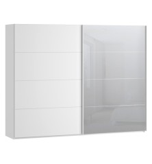 Armario puertas correderas  W26 DE 270 cm en Blanco mate y puerta de espejo