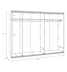 Armario puertas correderas  W26 DE 270 cm en Blanco mate y puerta de espejo