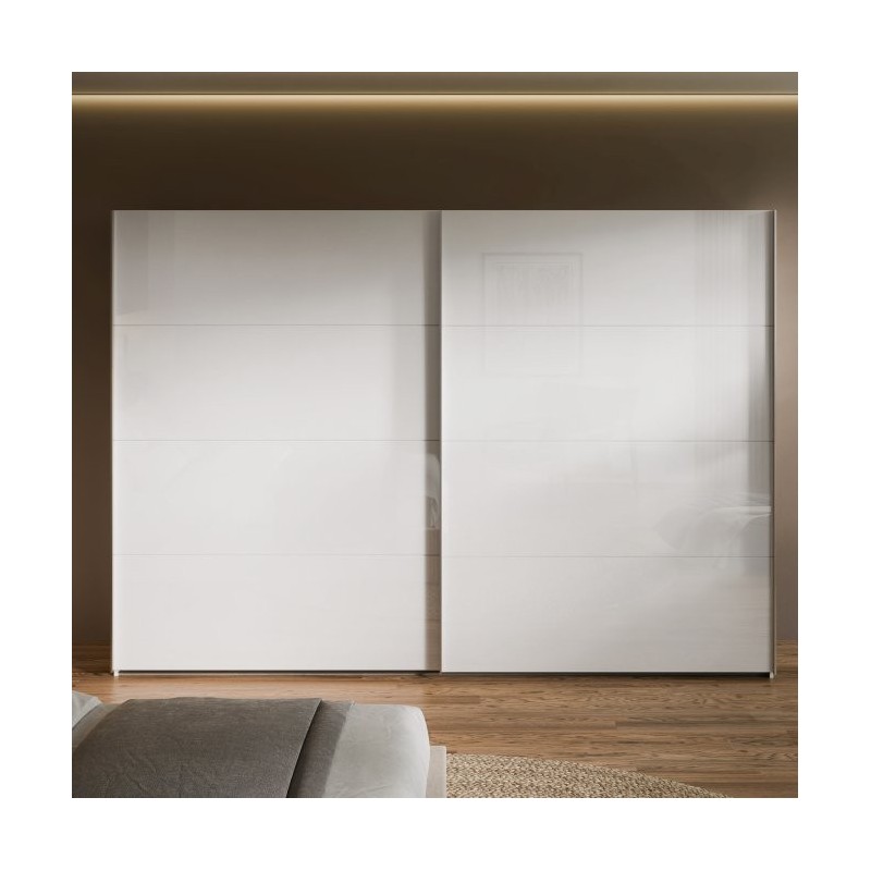Armario puertas correderas W26 DE 270 cm Blanco Brillo cristal