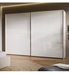 Armario puertas correderas W26 DE 270 cm Blanco Brillo cristal
