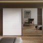 Armario puertas correderas W26 DE 270 cm en color Blanco Brillo cristal y puerta con luna de espejo