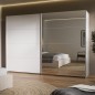 Armario puertas correderas W26 DE 270 cm en color Blanco Brillo cristal y puerta con luna de espejo