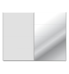 Armario puertas correderas W26 DE 270 cm en color Blanco Brillo cristal y puerta con luna de espejo