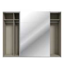 Armario puertas correderas W26 DE 270 cm en color Blanco Brillo cristal y puerta con luna de espejo