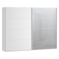 Armario puertas correderas W26 DE 270 cm en color Blanco Brillo cristal y puerta con luna de espejo