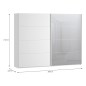Armario puertas correderas W26 DE 270 cm en color Blanco Brillo cristal y puerta con luna de espejo