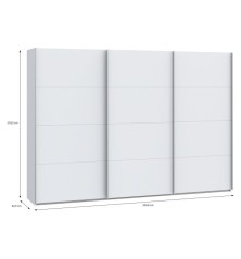 Armario tres puetas correderas W26 DE 300 cm en color Blanco mate