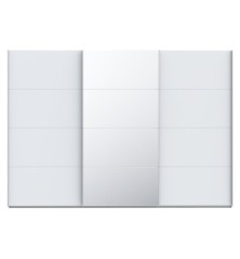 Armario tres puertas correderas W26 DE 300 cm  en Blanco mate y puerta central con espejo