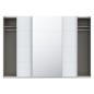 Armario tres puertas correderas W26 DE 300 cm  en Blanco mate y puerta central con espejo