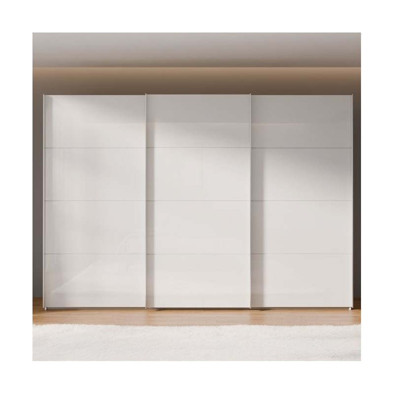 Armario tres puertas correderas W26 DE 300 cm en color Blanco brillo cristal Armario tres puertas correderas W26 DE 300 cm en color Blanco brillo cristal