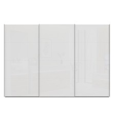 Armario tres puertas correderas W26 DE 300 cm en color Blanco brillo cristal