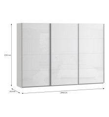 Armario W26 DE 300 cm Blanco brillo
