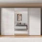 Armario tres puertas correderas W26 DE 300 cmen color Blanco Brillo cristal y puerta central con Espejo Armario tres puertas correderas W26 DE 300 cmen color Blanco Brillo cristal y puerta central con Espejo