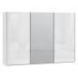 Armario tres puertas correderas W26 DE 300 cmen color Blanco Brillo cristal y puerta central con Espejo Armario tres puertas correderas W26 DE 300 cmen color Blanco Brillo cristal y puerta central con Espejo