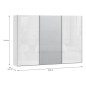 Armario tres puertas correderas W26 DE 300 cmen color Blanco Brillo cristal y puerta central con Espejo Armario tres puertas correderas W26 DE 300 cmen color Blanco Brillo cristal y puerta central con Espejo