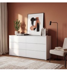 Cómoda W26 6 cajones en color Blanco  mate