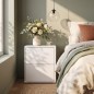 Mesita W26 2 cajones en color Blanco brillo cristal