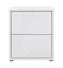 Mesita W26 2 cajones en color Blanco brillo cristal