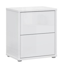 Mesita W26 2 cajones en color Blanco brillo