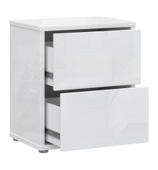 Mesita W26 2 cajones en color Blanco brillo
