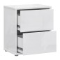 Mesita W26 2 cajones en color Blanco brillo cristal