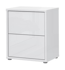 Mesita W26 2 cajones en color Blanco brillo