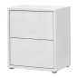 Mesita W26 2 cajones en color Blanco brillo cristal