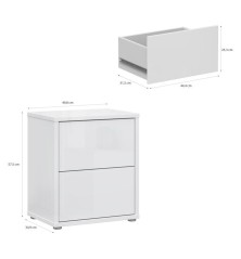 Mesita W26 2 cajones en color Blanco brillo
