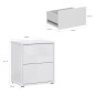 Mesita W26 2 cajones en color Blanco brillo cristal