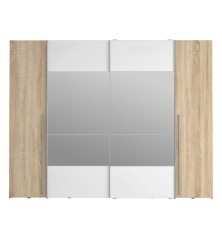 Armario Modelo Rio 270x210 Puertas Correderas y Batientes Sonoma -Blanco con espejo