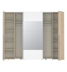 Armario Modelo Rio 270x210 Puertas Correderas y Batientes Sonoma -Blanco con espejo