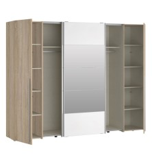 Armario Modelo Rio 270x210 Puertas Correderas y Batientes Sonoma -Blanco con espejo