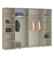 Armario Modelo Rio 270x210 Puertas Correderas y Batientes Sonoma -Blanco con espejo