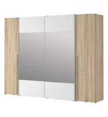 Armario Modelo Rio 270x210 Puertas Correderas y Batientes Sonoma -Blanco con espejo
