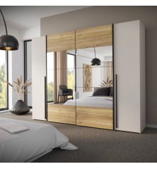 Armario Modelo Rio 270x210 Puertas Correderas y Batientes Sand- Mauvella con espejo