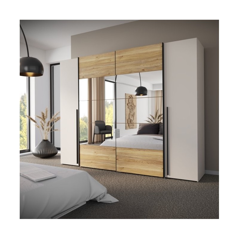 Armario Modelo Rio 270x210 Puertas Correderas y Batientes Sand- Mauvella con espejo Armario Modelo Rio 270x210 Puertas Correderas y Batientes Sand- Mauvella con espejo