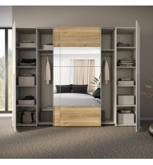Armario Modelo Rio 270x210 Puertas Correderas y Batientes Sand- Mauvella con espejo
