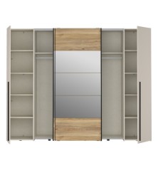 Armario Modelo Rio 270x210 Puertas Correderas y Batientes Sand- Mauvella  con espejo