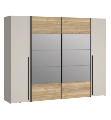 Armario Modelo Rio 270x210 Puertas Correderas y Batientes Sand- Mauvella  con espejo