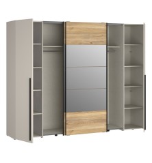Armario Modelo Rio 270x210 Puertas Correderas y Batientes Sand- Mauvella  con espejo