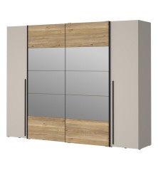 Armario Modelo Rio 270x210 Puertas Correderas y Batientes Sand- Mauvella  con espejo