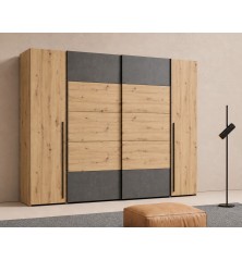 Armario Rio 270x210 Artisan Cemento | Correderas + Batientes | Gran Capacidad