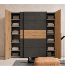 Armario Rio 270x210 Artisan Cemento | Correderas + Batientes | Gran Capacidad