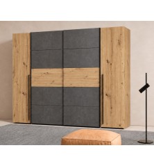 Armario Modelo Rio 270x210 Puertas Correderas y Batientes Artisan Cemento | Gran Capacidad | Fabricado en Europa