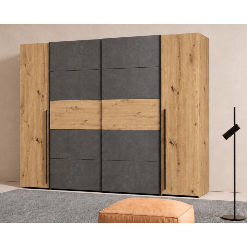 Armario Rio 270x210 Artisan Cemento | Correderas + Batientes | Gran Capacidad