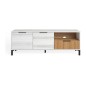 Mueble de TV Tokio  en Color Blanco Albo y Roble Rayado con 2 Puertas 1 Cajón 136 cm
